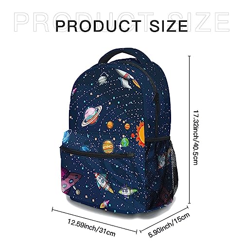 17 Inch Space Backpack, Cartoon Galaxy Daypack Stylish Laptop Bag, Cool Shoulders Backpack with Adjustable Shoulder Strap(Space & Galaxy)
