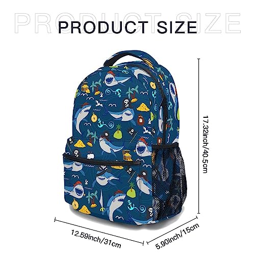 oallpu Cartoon Shark Backpack, Casual Lightweight Shark Laptop Bag, Classic Shoulders Backpack Cute Daypack with Multiple Pockets(Cartoon Shark)