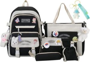 toaoset kawaii backpack 5pcs set lightweight aesthetic backpack,teens laptop computer cute backpacks for girls (girls backpack,one size)