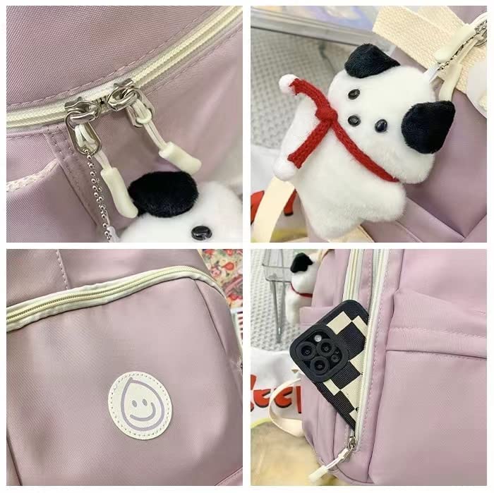 Preppy Backpack Aesthetic Backpack with Cute Plush 15.6" Laptop Backpack Korean Japanese Fashion Preppy Stuff (Sage Green,One Size)