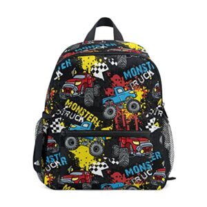 glaphy kid's backpack monster truck cartoon cars toddler backpack for daycare travel, preschool bookbags for boys girls