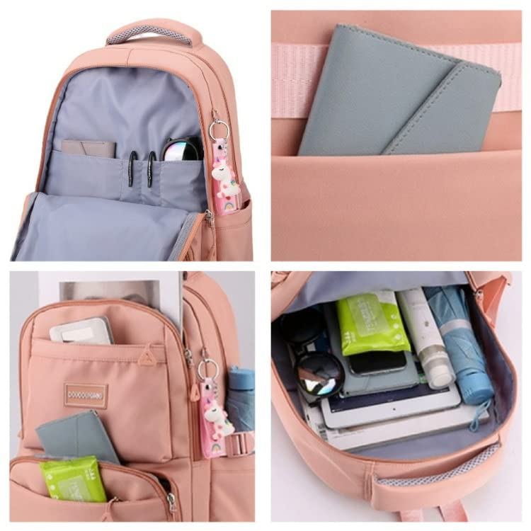 2023 Cute Aesthetic Backpack Preppy Backpack 15.6 Inch Laptop Backpacks College Book Bag Women Casual Travel Daypack (Pink,One Size)