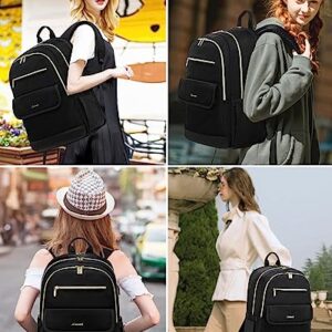 LOVEVOOK Laptop Backpack for Women,15.6 Inch Fashion Travel Backpack,Large Capacity Backpack Purse with USB,Water-resistant fits College Work Business Travel （Black）