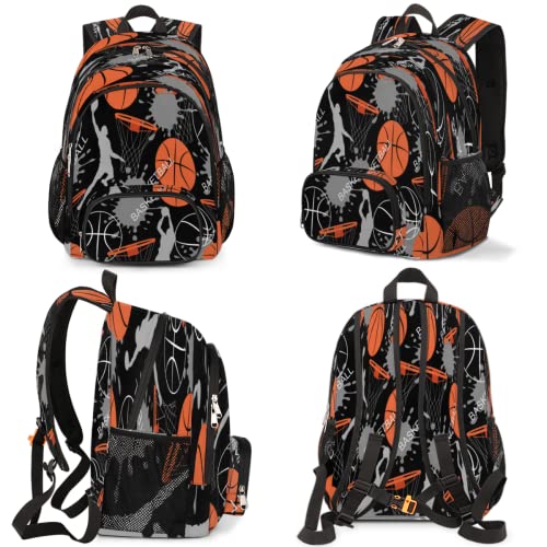 Backpack for School Girls Boys,Basketball Slam Dunk School College Backpack Rucksack Travel Bookbag Student Classics Backpack Cute Book Bags With Chest Strap
