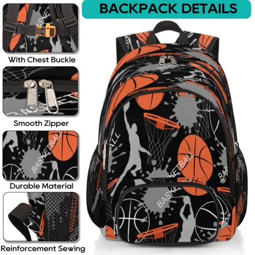 Backpack for School Girls Boys,Basketball Slam Dunk School College Backpack Rucksack Travel Bookbag Student Classics Backpack Cute Book Bags With Chest Strap