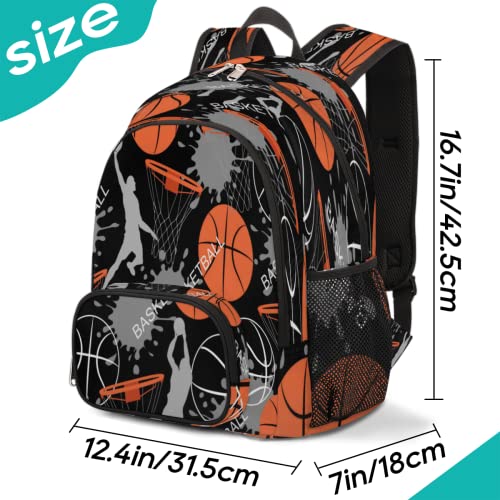 Backpack for School Girls Boys,Basketball Slam Dunk School College Backpack Rucksack Travel Bookbag Student Classics Backpack Cute Book Bags With Chest Strap