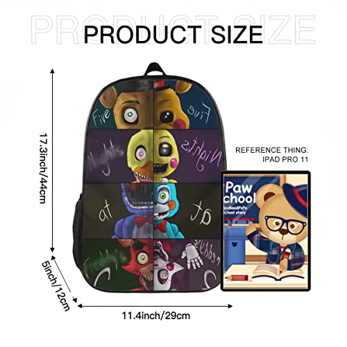 17 Inch Catoon Game Backpack with 3 Replaceable Pattern Lightweight Multifunction Backpacks Laptop Backpack