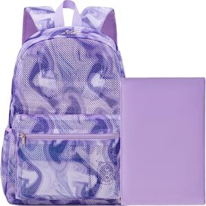 meisohua mesh backpack for school girls semi-transparent backpack for kids see through teen girls backpack with storage bag 2 in 1 set