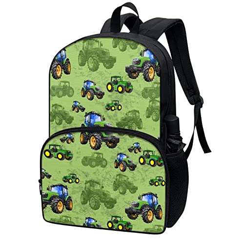 Drydeepin Kids Backpack for Boys Girls Cartoon Farm Truck Tractor Print Elementary Students Bookbag Middle School Bag Lightweight Waterproof Children Travel Bag Backpacks Laptop Bag,17 Inch