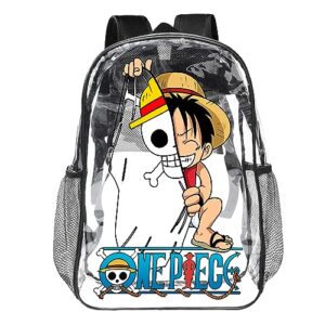 urylvug japanese anime clear backpack, cosplay pvc daypack, heavy duty see through shoulder bag for work, transparent plastic bag for boys girls-cute