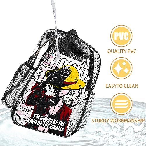 URYLVUG Japanese Anime Clear Backpack, Cosplay PVC Daypack, Heavy Duty See Through Shoulder Bag for Work, Transparent Plastic Bag for Boys Girls-L