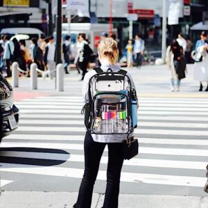 Birity Clear Backpack Heavy Duty,Large PVC Transparent Backpack,See Through Book Bag,Transparent Backpack For Teenager and Adults,Clear Bookbag for School,Sports,Work,Travel, College