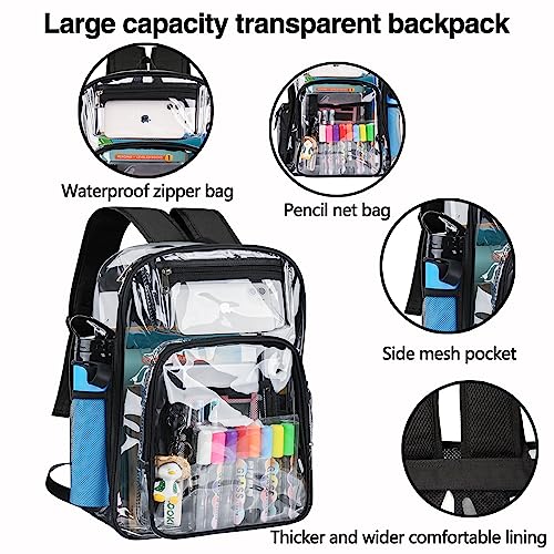 Birity Clear Backpack Heavy Duty,Large PVC Transparent Backpack,See Through Book Bag,Transparent Backpack For Teenager and Adults,Clear Bookbag for School,Sports,Work,Travel, College