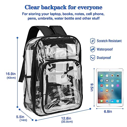 Birity Clear Backpack Heavy Duty,Large PVC Transparent Backpack,See Through Book Bag,Transparent Backpack For Teenager and Adults,Clear Bookbag for School,Sports,Work,Travel, College