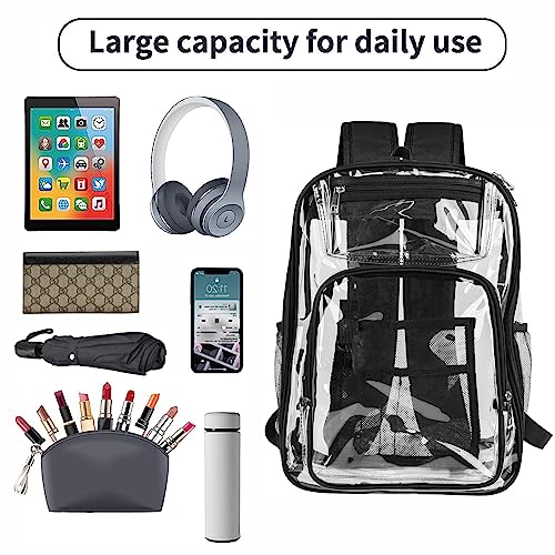 Birity Clear Backpack Heavy Duty,Large PVC Transparent Backpack,See Through Book Bag,Transparent Backpack For Teenager and Adults,Clear Bookbag for School,Sports,Work,Travel, College