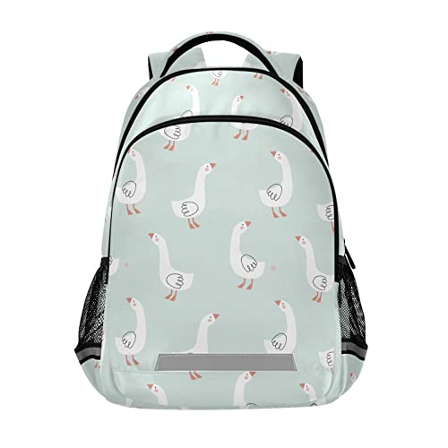 SLHKPNS Cute Goose Backpack with Chest Strap 17inch Hand Drawn Loptop Backpack Lightweight Bookbag Casual Daypack for Elementary Travel Camping