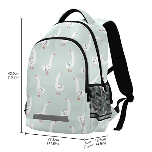 SLHKPNS Cute Goose Backpack with Chest Strap 17inch Hand Drawn Loptop Backpack Lightweight Bookbag Casual Daypack for Elementary Travel Camping