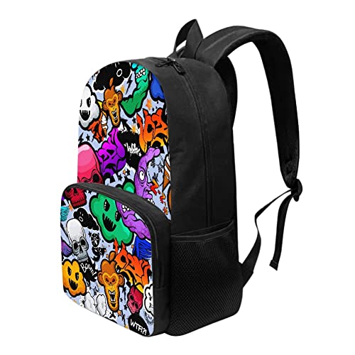 ZOCANIA Funny Backpack Hip Hop Backpack for Kids Girls Boys with Ipad Compartment and Front Pocket, Laptop Backpack Back To School