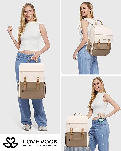 LOVEVOOK Laptop Backpack Purse for Women Fashion Vintage Computer Backpack 17 Inch Large Teacher Nurse Backpack Casual Daypack for Travel Business Work College