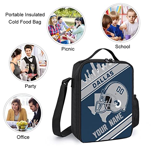 Quzeoxb Custom Dallas Backpack 3Pcs Personalized School Backpacks with Lunch Box Pen Pouch Gift for Boys Girls