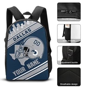 Quzeoxb Custom Dallas Backpack 3Pcs Personalized School Backpacks with Lunch Box Pen Pouch Gift for Boys Girls