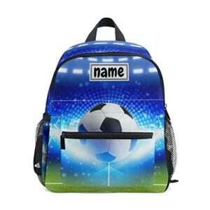 glaphy custom kid's name backpack, sports soccer ball blue lightning toddler backpack for daycare travel, personalized name preschool bookbags for boys girls