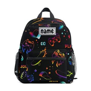 glaphy custom kid's name backpack, video game skateboard colorful toddler backpack for daycare travel personalized name preschool bookbags for boys girls