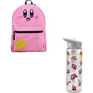 Kirby 16" Reversible Backpack & 24 Oz Single Wall Plastic Water Bottle Combo Set