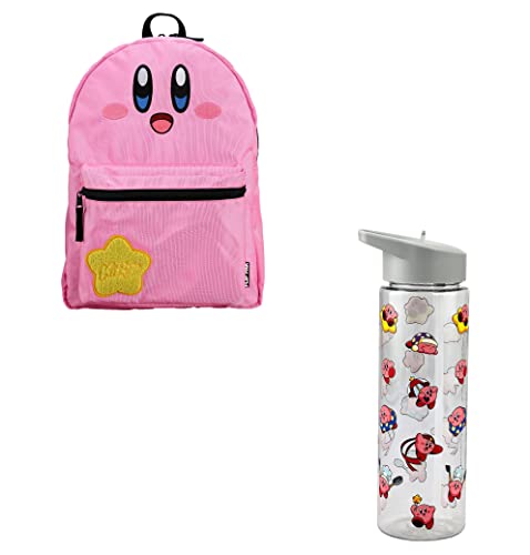 Kirby 16" Reversible Backpack & 24 Oz Single Wall Plastic Water Bottle Combo Set