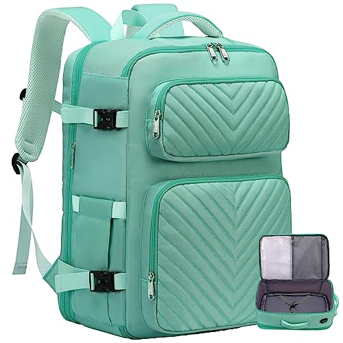 XJ-HOME Extra Large Travel Backpack For Women,Flight Approved Carry On Backpack,TSA 17.3 Inch Laptop Personal Item bag For College Casual Stylish Daypack Weekender Hiking,Cyan