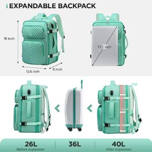 XJ-HOME Extra Large Travel Backpack For Women,Flight Approved Carry On Backpack,TSA 17.3 Inch Laptop Personal Item bag For College Casual Stylish Daypack Weekender Hiking,Cyan