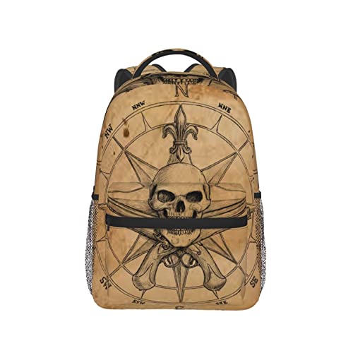 Pirate And Skull Compass 3D Backpacks Men Women Daily Casual Backpack for Adult Travel Daypack Backpack