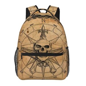 pirate and skull compass 3d backpacks men women daily casual backpack for adult travel daypack backpack