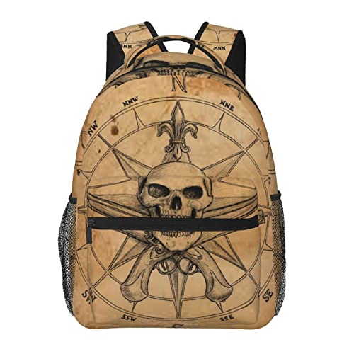 Pirate And Skull Compass 3D Backpacks Men Women Daily Casual Backpack for Adult Travel Daypack Backpack