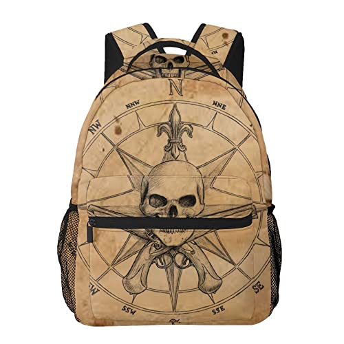 Pirate And Skull Compass 3D Backpacks Men Women Daily Casual Backpack for Adult Travel Daypack Backpack