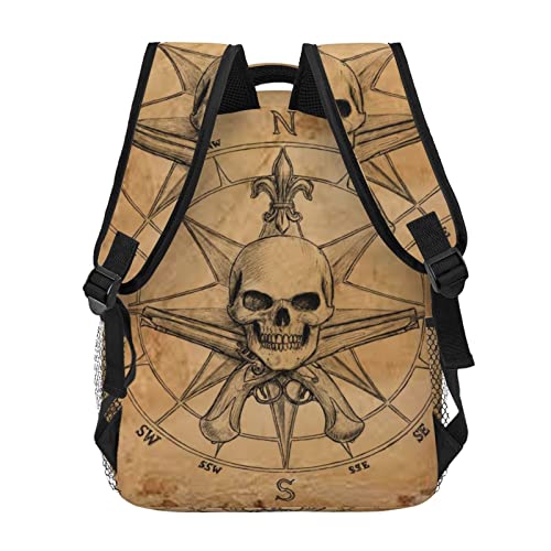 Pirate And Skull Compass 3D Backpacks Men Women Daily Casual Backpack for Adult Travel Daypack Backpack