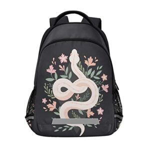 nfmili pink snake floral kids backpack lightweight middle school elementary bookbags for boys girls school bag with chest strap 11.6 x 6.9 x 16.7 in