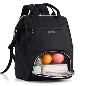 oiwas lunch backpack for women, 15.6 inch laptop backpack with usb port insulated cooler resuable lunch box leak-proof food bag for work picnic nurses travel daypack