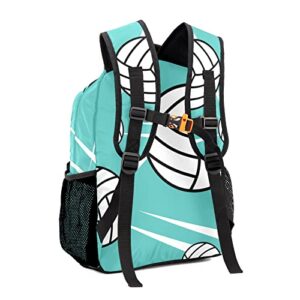 Urcustom Custom Kid Backpack, Volleyball Player Number Team Name Teal Personalized School Bookbag with Your Own Name, Customization Casual Bookbags for Student Girls Boys