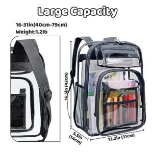 IvyH Clear Backpack Stadium Approved See Through Bookbag for School Heavy Duty PVC Transparent Backpack with DIY Stickers, Waterproof, Black