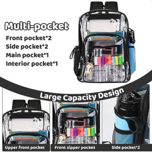 IvyH Clear Backpack Stadium Approved See Through Bookbag for School Heavy Duty PVC Transparent Backpack with DIY Stickers, Waterproof, Black