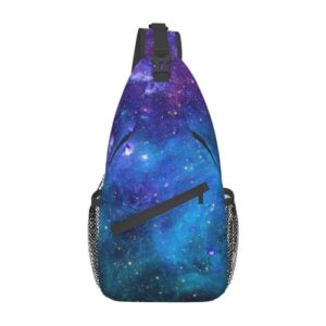 sureruim blue galaxy sling bag crossbody shoulder backpack outer space galaxy stars in space celestial astronomic planets in the universe chest bag nebula print travel hiking daypack for men women