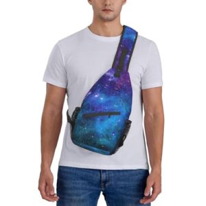 SURERUIM Blue Galaxy Sling Bag Crossbody Shoulder Backpack Outer Space Galaxy Stars in Space Celestial Astronomic Planets in The Universe Chest Bag Nebula Print Travel Hiking Daypack for Men Women