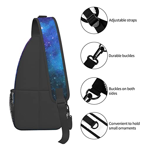 SURERUIM Blue Galaxy Sling Bag Crossbody Shoulder Backpack Outer Space Galaxy Stars in Space Celestial Astronomic Planets in The Universe Chest Bag Nebula Print Travel Hiking Daypack for Men Women