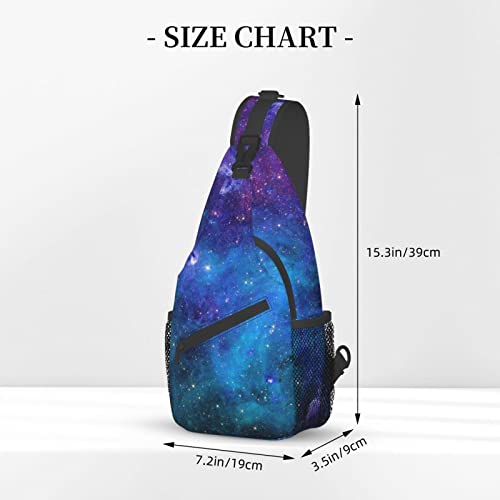 SURERUIM Blue Galaxy Sling Bag Crossbody Shoulder Backpack Outer Space Galaxy Stars in Space Celestial Astronomic Planets in The Universe Chest Bag Nebula Print Travel Hiking Daypack for Men Women