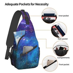 SURERUIM Blue Galaxy Sling Bag Crossbody Shoulder Backpack Outer Space Galaxy Stars in Space Celestial Astronomic Planets in The Universe Chest Bag Nebula Print Travel Hiking Daypack for Men Women