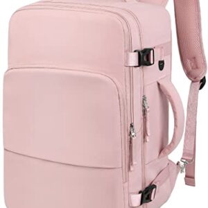 Large Travel Backpack (2 Pieces Pink & Pink) as Person Item Flight Approved, 35L or 40L Carry On Backpack, 16 Inch or 17 Inch Laptop Backpack, Waterproof Backpack, Durable College Bookbag, Hiking Bag