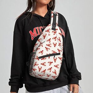 NiuKom Red Lobsters Crawfish Crossbody Bags for Women Trendy Sling Backpack Men Chest Shoulder Bag Gym Cycling Travel Hiking Daypack