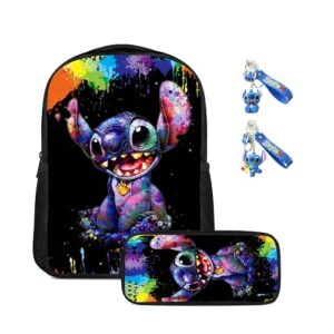 xfwevuz backpack pencil case 2 piece set with 2 cute cartoon pendants 16 inch large capacity backpacks lightweight laptop