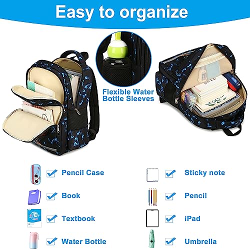 LEDAOU Kids Preschool Backpack Lunch Box Boys Kindergarten BookBag Primary Waterproof School Bag 7 Pockets with Chest Strap (Basketball Black)